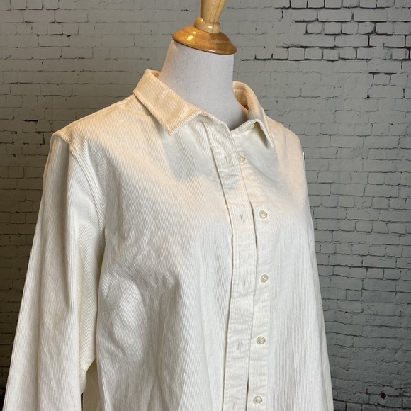 Wildfang Essential Corduroy Long Sleeve Button Up Shirt 2X Cream White Western - Picture 2 of 16